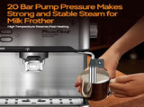 20 Bar Professional Espresso Machine with Milk Frother, Single & Double Shot, ESE Pod Compatible, W1002P292437