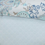 8 Piece Cotton Floral Printed Reversible Comforter Set Blue Queen B03597065