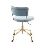 Tania Contemporary Task Chair in Gold Metal and Light Blue Velvet by LumiSource B202P223925