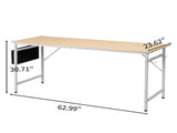 Oak-colored SG001FD P2 particleboard iron pipe 160cm cut-out computer desk with non-woven fabric 43148674