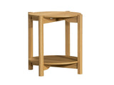 Round Modern Dowel End Table, Natural Teak Finish 81797613