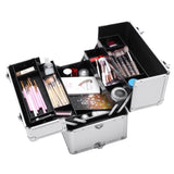 3 in 1 Aluminum Cosmetic Makeup Case Tattoo Box Silver 08392373