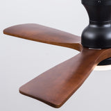 Hot sales 52 Inch Modern Black Fans With Lights, 3 Color Dimmable LED, 3 Solide Wood Blades W2991P338636