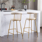 ZUN Bar Stool Set of 2, Luxury Velvet High Bar Stool with Metal Legs and Soft Back, Pub Stool Chairs W117071317