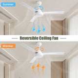 52" Ceiling Fan Without Light, 3 ABS Blades Farmhouse Ceiling Fan with Remote Control 6-speed W882P164177