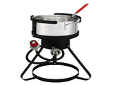 13*32inch Four-Piece Set, Black Round Iron Stove Frame, Silver Aluminum 30qt Turkey Pot 10qt Fish 39889046