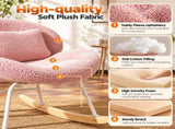 25.59"W x 33.66"D x 29.53"H Indoor Teddy Fabric Rocking Chair, Soft Fluffy Lounge Rocker with White 96668608