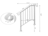 Handrails for Outdoor Steps, Iron Handrail Fits 2 Step, Transitional Handrail with Installation Kit, 84398354