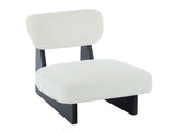 Modern Beige Lounge Chair with Polyester Upholstery, Sturdy Black Wood Base, Minimalist N767P241702B