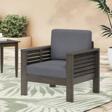 Outdoor Acacia Wood Club Chairs with Cushions, Dark Gray, 27.75"D x 32"W x 27.75"H 70692.00DGRY