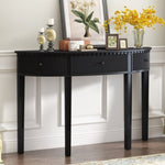 ZUN U-Style Distinctive Features of Pine Veneer Console Table with Vertical Stripe Drawer Fronts and N711P173099B