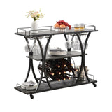 ZUN Industrial Bar Cart Kitchen Bar&Serving Cart for Home with Wheels 3 -Tier Storage Shelves W82151001