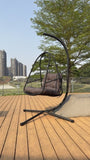 Swing Egg Chair with Stand Indoor Outdoor Wicker Rattan Patio Basket Hanging Chair with C Type W2707P296435