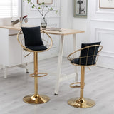 Black velvet bar chair, pure gold plated, unique design,360 degree rotation, adjustable W117065087