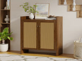 42.5" Tall Rattan Shoe Cabinet with Doors, 6-Tier Shoe Storage Cabinet with Adjustable Shelves, 86407190