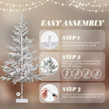 6ft Pine Tree Shape PE Material 80 Branches Green Flocking 550 Lights Warm White Two-color 8 Modes 10438348