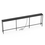 Console Table with Power Outlet, 94.5"7.9"31.1", MDF with Melamine Veneer & Metal Frame, Black 55035818