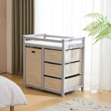 Wooden Frame Removable Top Gray Painted Pine Children's Cot with 3 Fabric Drawers 1 Fabric Bag 94766383