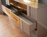 Gold Detailed Dresser made with Wood in Gray B00957544