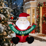 5.8FT Lighted Christmas Inflatable Decoration, Inflatable Santa Claus Holding Banner, Funny Blow Up 24353622