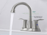 Bathroom Faucet Brushed Nickel, 4" 2-Handle centerset basin faucet with Pop-up Drain & Supply Lines 03176682
