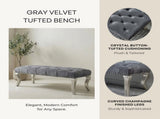 Decor Maxem Tufted Fabric Upholstered Bench Nailhead Trim , Gray T2574P164595