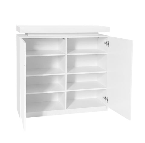 ZUN Large Spaces Shoe Cabinet High Glossy White Color with Led Light have moveable Shelves W2139P143415