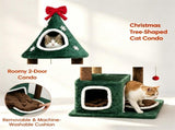 54" Green Christmas Cat Tree with Dual Condos, Jute Scratching Posts, Bell Balls & Anti-Toppling 05214536