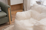 010-Soft Teddy Fabric Tufted Foam Bean Bag Chair With Teddy Fabric Ivory White W52741087