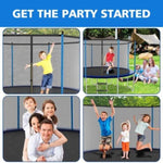 ZUN 8ft Blue Outdoor Toddler Trampoline with Enclosure Safety Net Jumping Fun Trampoline, heavy-duty 06210990