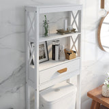 ZUN Over-the-Toilet Storage Cabinet White with one Drawer and 2 Shelves Space Saver Bathroom Rack W28227728