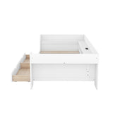 Twin Size Daybed with Shelves, Drawers and Built-In Charging Station, White WF306024AAK