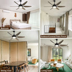 ZUN 54 Inch Indoor Ceiling Fan With Dimmable Led Light ABS Blades Remote Control Reversible DC Motor For W934P246817