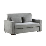 ZUN Modern Home Furniture Solid Wood Frame Sofa with Pull-Out Bed Gray Fabric Upholstered 2x Pillows B011125789