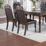 ZUN Majestic Formal Set of 2 Side Chairs Brown Finish Rubberwood Dining Room Furniture Intricate Design B011138659