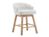 33.25" Swivel Counter Stools Set of 2, Upholstered Counter Height Bar Stools with Solid Rubber Wood WF532109BGE