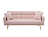 69 Inch Sofa Bed Pink with Adjustable Teddy Sofa for Small Space Living Room and Bedroom W3356P298524
