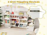 White Kids Toy Organizer with 8 Storage Bins, Anti-Tipping Design Open Shelves Cabinet for 3 Years 75512140