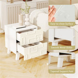 White Modern Nightstand Side Table with Drawers 17641340