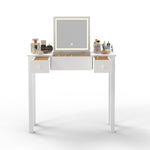 ZUN Chic White Vanity Table with LED Lights, Flip-Top Mirror and 2 Drawers, Jewelry Storage for Women W760P152316