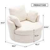Oversize Round Swivel Chair Cozy Club 360 degrees Swivel Sofa with 3 Pillows Fabric for Living Room W2231P143513