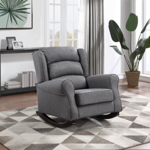 ZUN ACME Fabien Rocking Chair, Gray Fabric AC02183