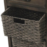 TREXM Rustic Storage Cabinet with Two Drawers and Four Classic Rattan Basket for Dining/Living WF193442AAD