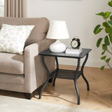 Modern Style 3-Piece Coffee Table Set Rectangle Coffee Table with 2 Square End Side Table Retro W2167142630
