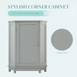 Grey Bathroom Cabinet Triangle Corner Storage Cabinet with Adjustable Shelf Modern Style MDF Board N725P172615E