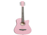 Matte Pink 38-inch Acoustic Guitar with Picks, Strings, Capo, Case, Tuner, and Strap 05427433