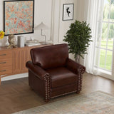 Living Room Sofa Single Seat Chair with Wood Leg Burgundy Faux Leather W1097125452