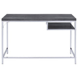 ZUN Weathered Grey and Chrome Rectangular Writing Desk B062P153658