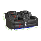 LED & Power Reclining Loveseat Made With Faux Leather in Gray 659436213258