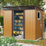 8 ft x 6 ft Outdoor Metal Storage Shed with Window and Transparent plate for Garden, Lawn W540P185325